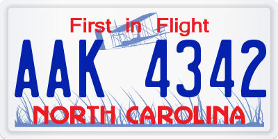 NC license plate AAK4342