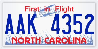 NC license plate AAK4352