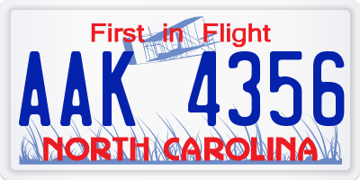 NC license plate AAK4356