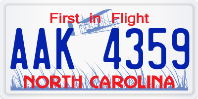 NC license plate AAK4359