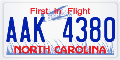 NC license plate AAK4380