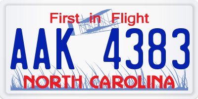 NC license plate AAK4383