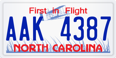 NC license plate AAK4387