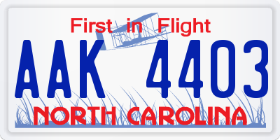 NC license plate AAK4403