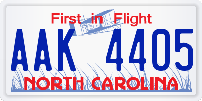 NC license plate AAK4405
