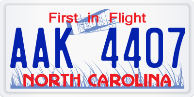NC license plate AAK4407