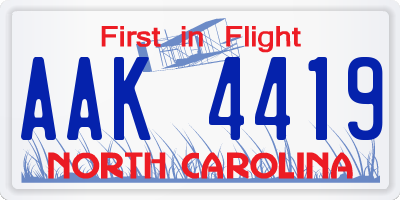 NC license plate AAK4419