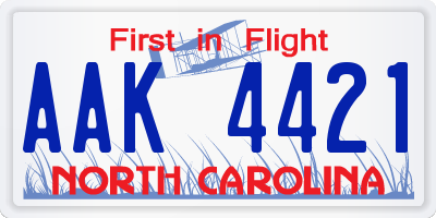 NC license plate AAK4421