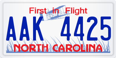 NC license plate AAK4425