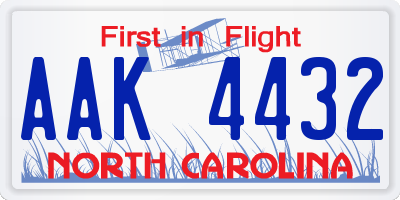 NC license plate AAK4432