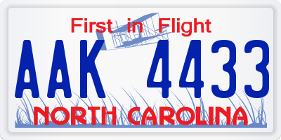 NC license plate AAK4433