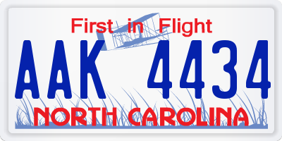 NC license plate AAK4434