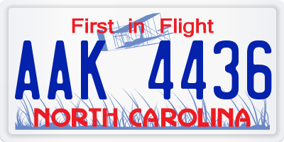 NC license plate AAK4436