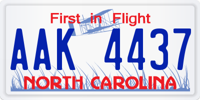 NC license plate AAK4437