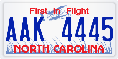 NC license plate AAK4445