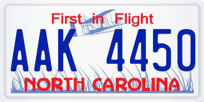 NC license plate AAK4450