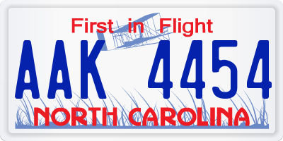 NC license plate AAK4454