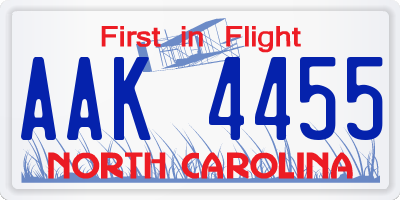 NC license plate AAK4455