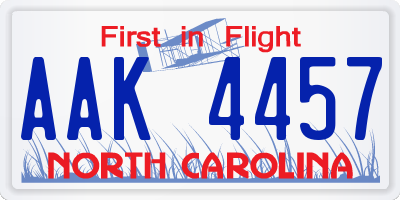 NC license plate AAK4457