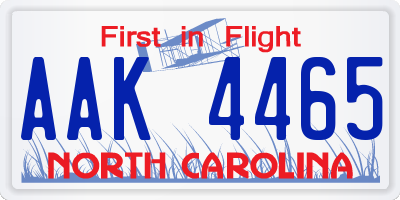 NC license plate AAK4465