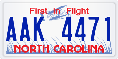 NC license plate AAK4471