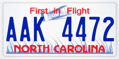 NC license plate AAK4472