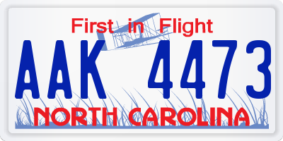 NC license plate AAK4473