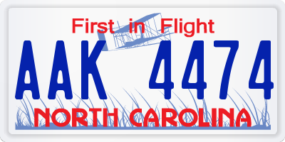 NC license plate AAK4474