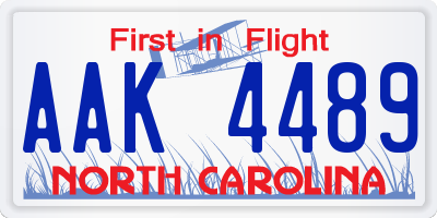 NC license plate AAK4489