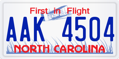 NC license plate AAK4504