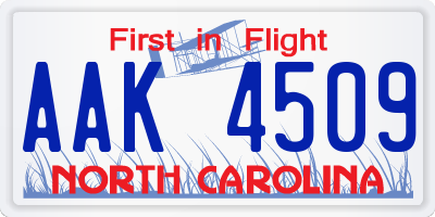 NC license plate AAK4509