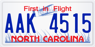 NC license plate AAK4515