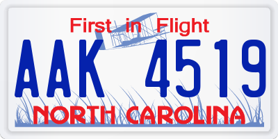 NC license plate AAK4519