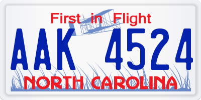 NC license plate AAK4524