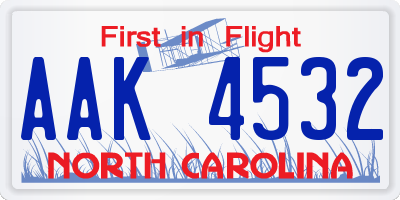 NC license plate AAK4532