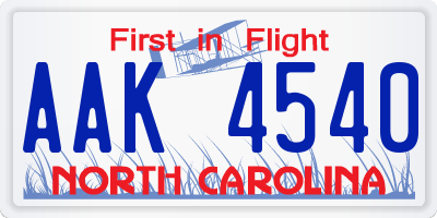 NC license plate AAK4540