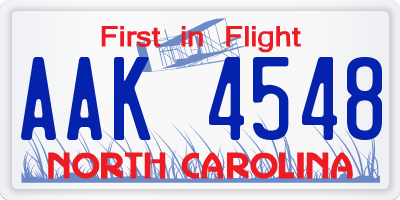NC license plate AAK4548