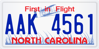 NC license plate AAK4561