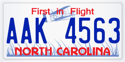 NC license plate AAK4563