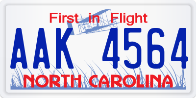 NC license plate AAK4564