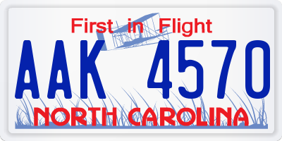 NC license plate AAK4570