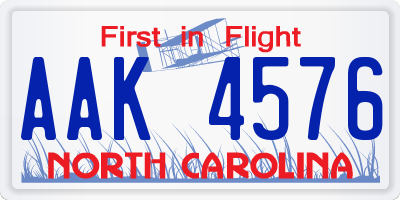 NC license plate AAK4576