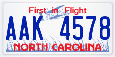 NC license plate AAK4578