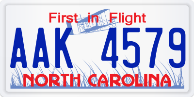 NC license plate AAK4579