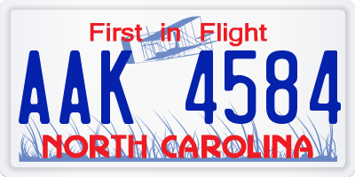 NC license plate AAK4584