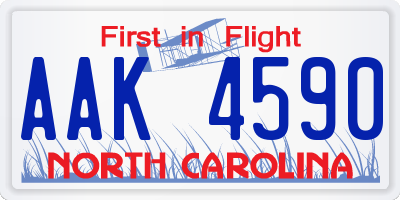 NC license plate AAK4590