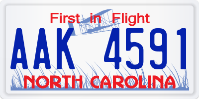 NC license plate AAK4591