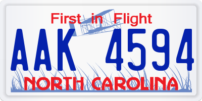 NC license plate AAK4594