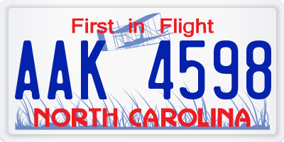NC license plate AAK4598