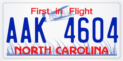 NC license plate AAK4604